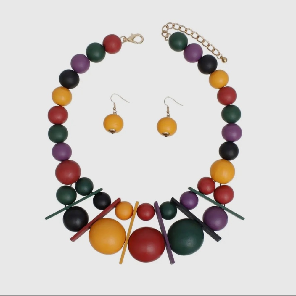 Colorful Beaded Necklace and Earring Set